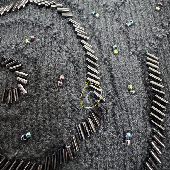 Vintage Liz Claiborne Collection Lambswool Blend Wimsy Iridescent Beaded Sweater - Picture 4 of 16